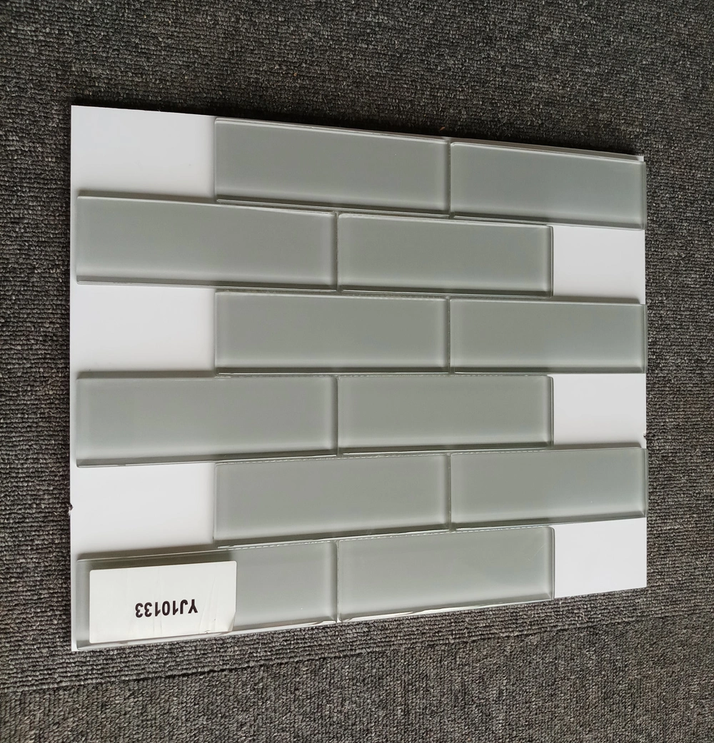 Artistic Strip Glass Mosaico Supplies Wholesale Decorative Brick Wall Grey China Mosaic Tiles