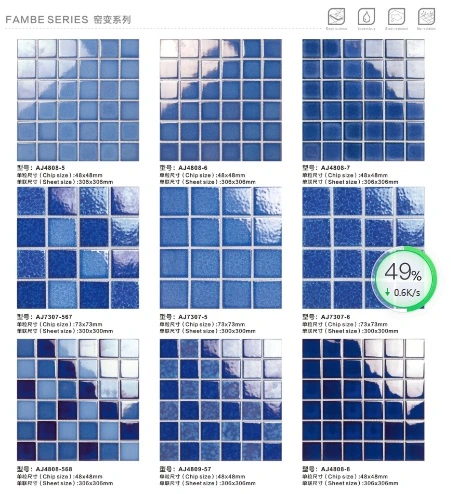 Multi Design 300*300mm Waterproof Indoor Glass Mosaic Swimming Pool Tile