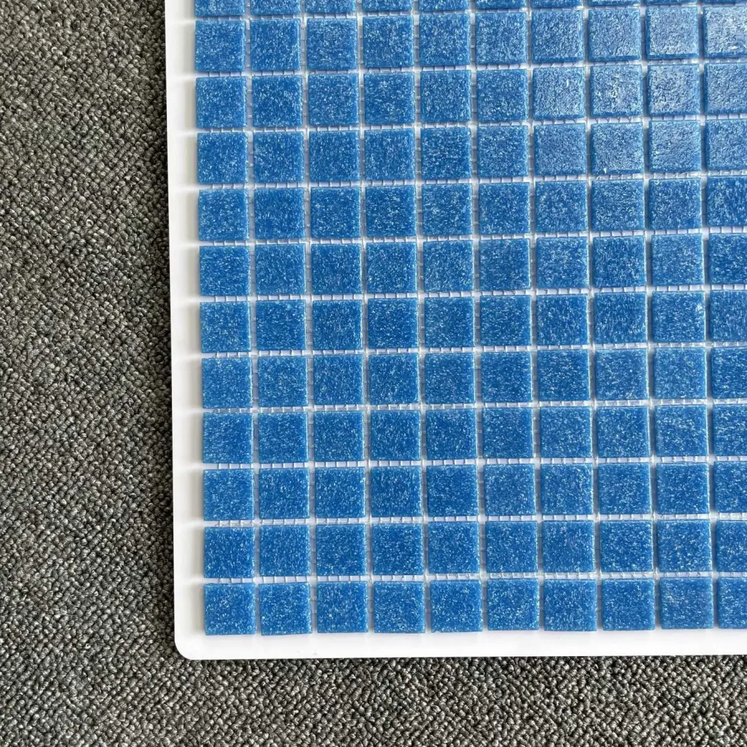 Foshan New Popular Decorative Building Material Blue Swimming Pool Glossy Crystal Glass Mosaic Floor Wall Tile