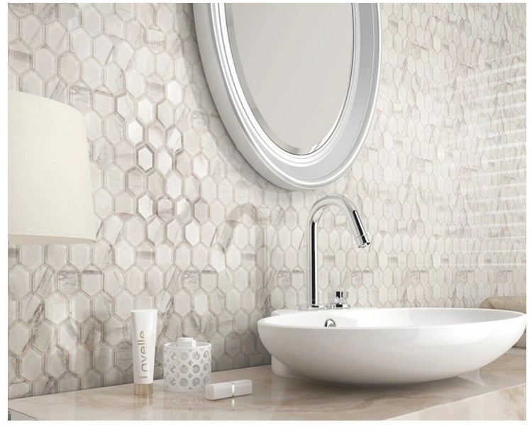 300X300mm Interior Decoration Bathroom Hexagonal Glass Mosaic Tile