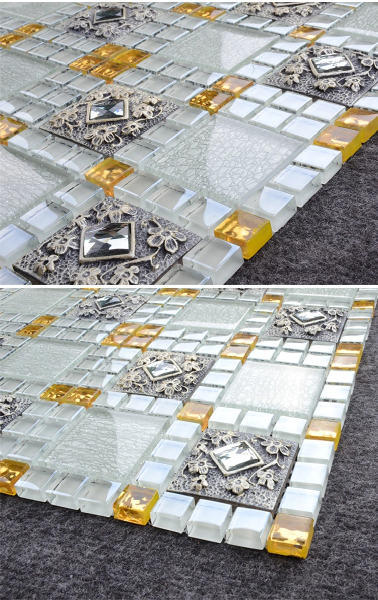 Gold Foil Premium Mosaics Colored Crystal Glass Mosaic