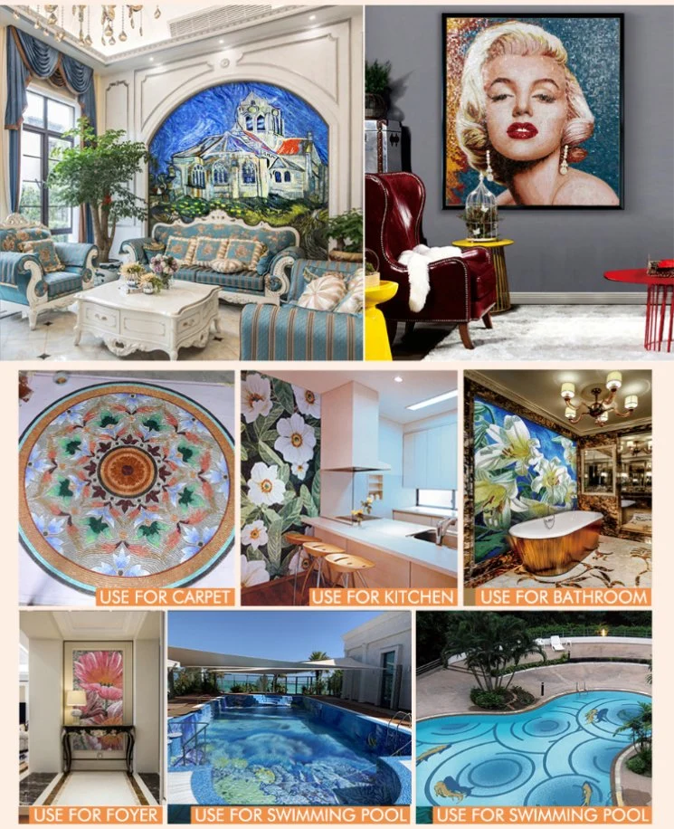 Bathroom TV Background Living Room Backsplash Pattern Art 3D Swimming Pool Crystal Glass Mosaic Tile