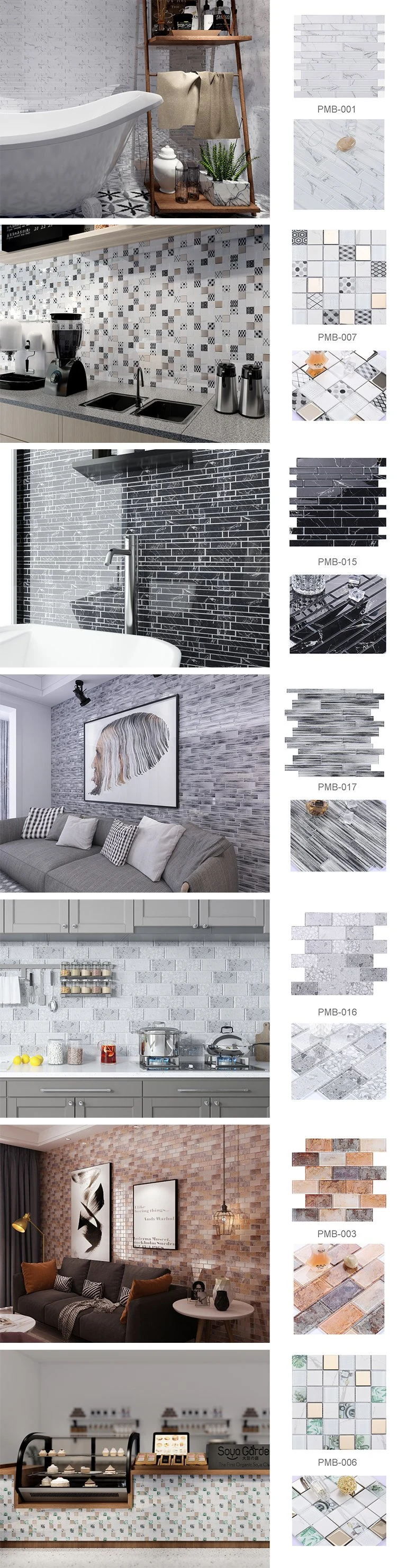 China Kitchen Crystal Tiles Wall Metallic Glass Mosaic Tile for Kitchen Backsplash