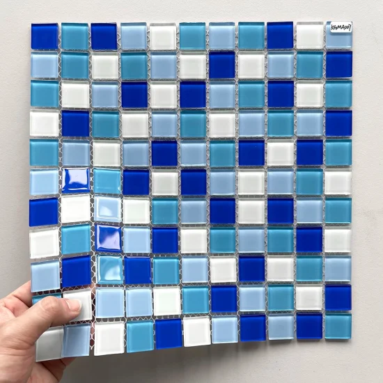 Mix Colored Blue Crystal Glass Pool Mosaic for Project Swimming Pool Blue Mosaic