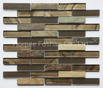 Metallic Marbe Looking Inkjet Glass Mosaic Tile for Kitchen Backsplash