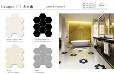 Ceramic Black Colored Hexagon Mosaic Tile for Kitchen Interior Decoration