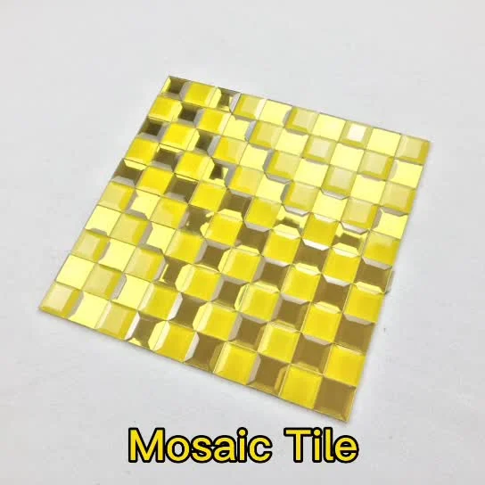 Glossy Gold Colored Shining Mosaic KTV Background Wall Gold Color Crystal Glass Mirror Gold Tile