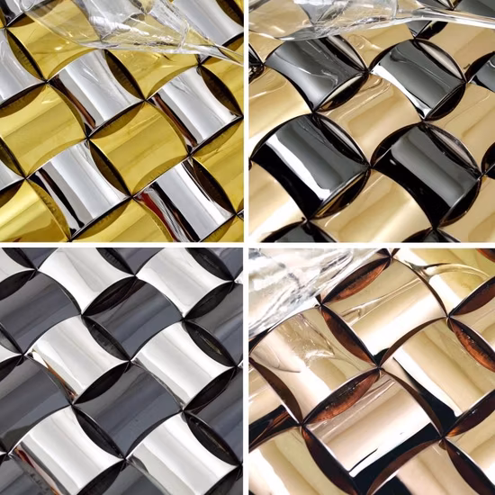 Stainless Steel 3D Arch Shape Metallic Decor Metal Mosaic Wall Tiles for Backsplash