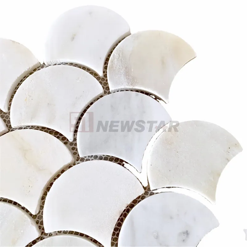 Fan-Shaped Mosaic Tile Jazz White Curved Non-Slip Floor Tiles Wall Tiles