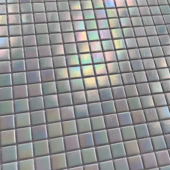 Popular Foshan Decorative Building Material Blue Swimming Pool Glossy Crystal Glass Mosaic Flooring Wall Tiles